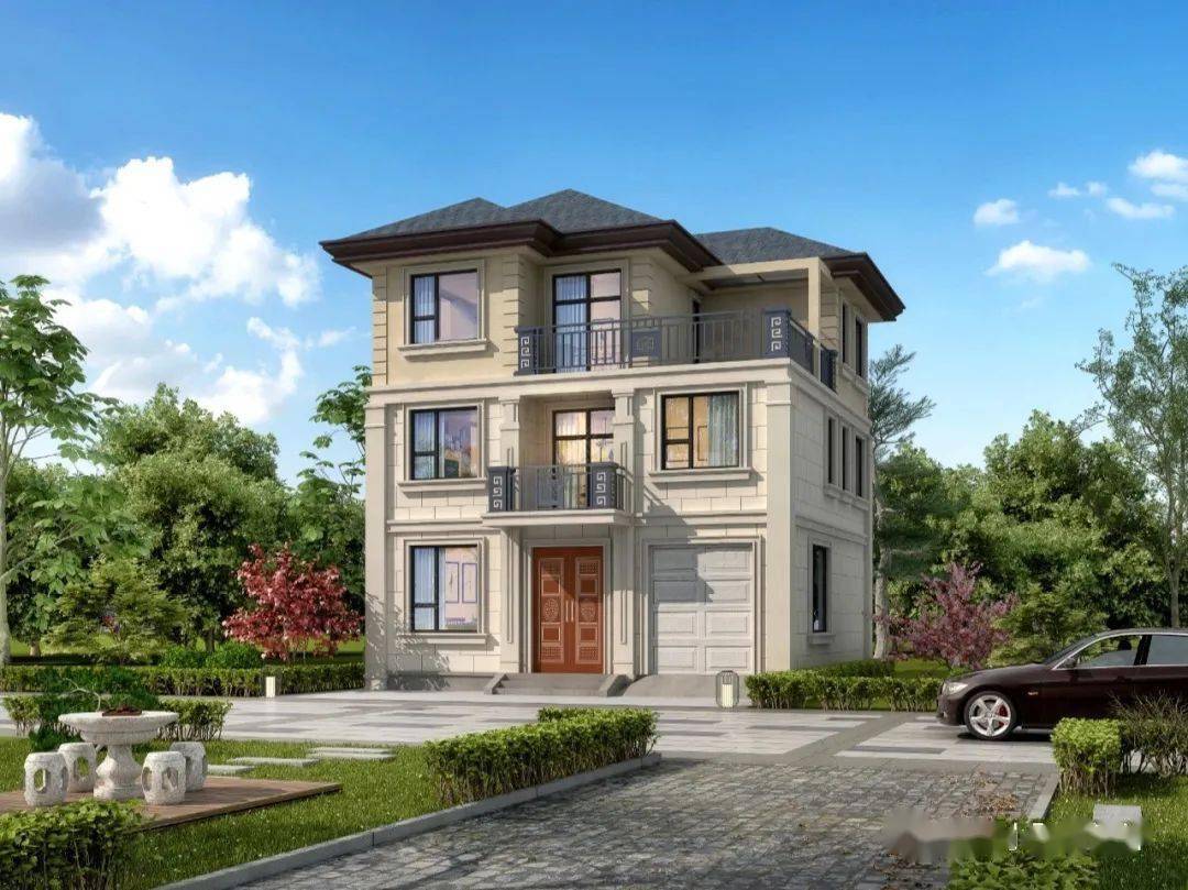 10x10米占地100平三层别墅,有车库有套房,真心实用_设计_施工_图纸