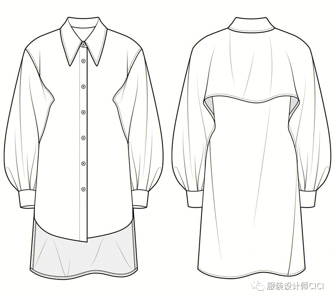 100款-衬衫平面款式图分享!_服装_图片_生产