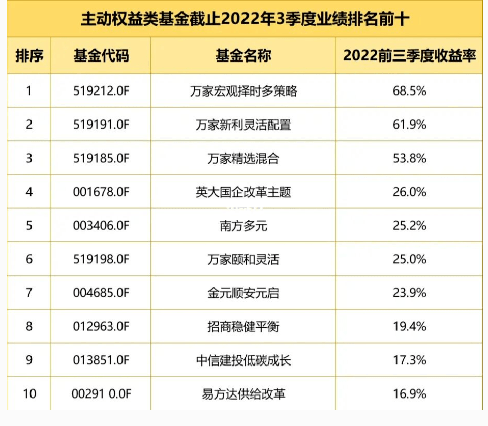 2022年基金业绩top10 收益 季度 投资