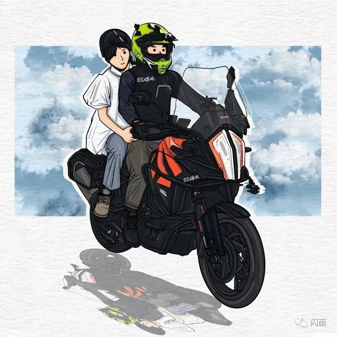 骑摩托车情侣头像图片