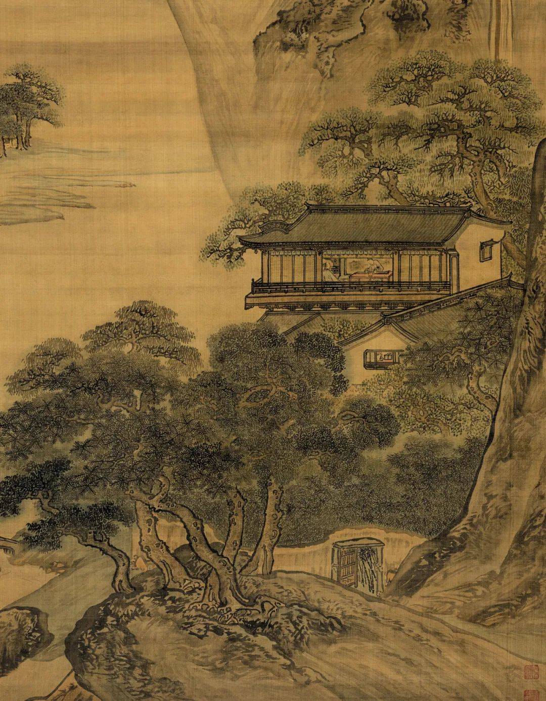 袁江山水巨幛 《携琴访友图》|嘉德拍品赏析_孙阜昌_程琦_山石