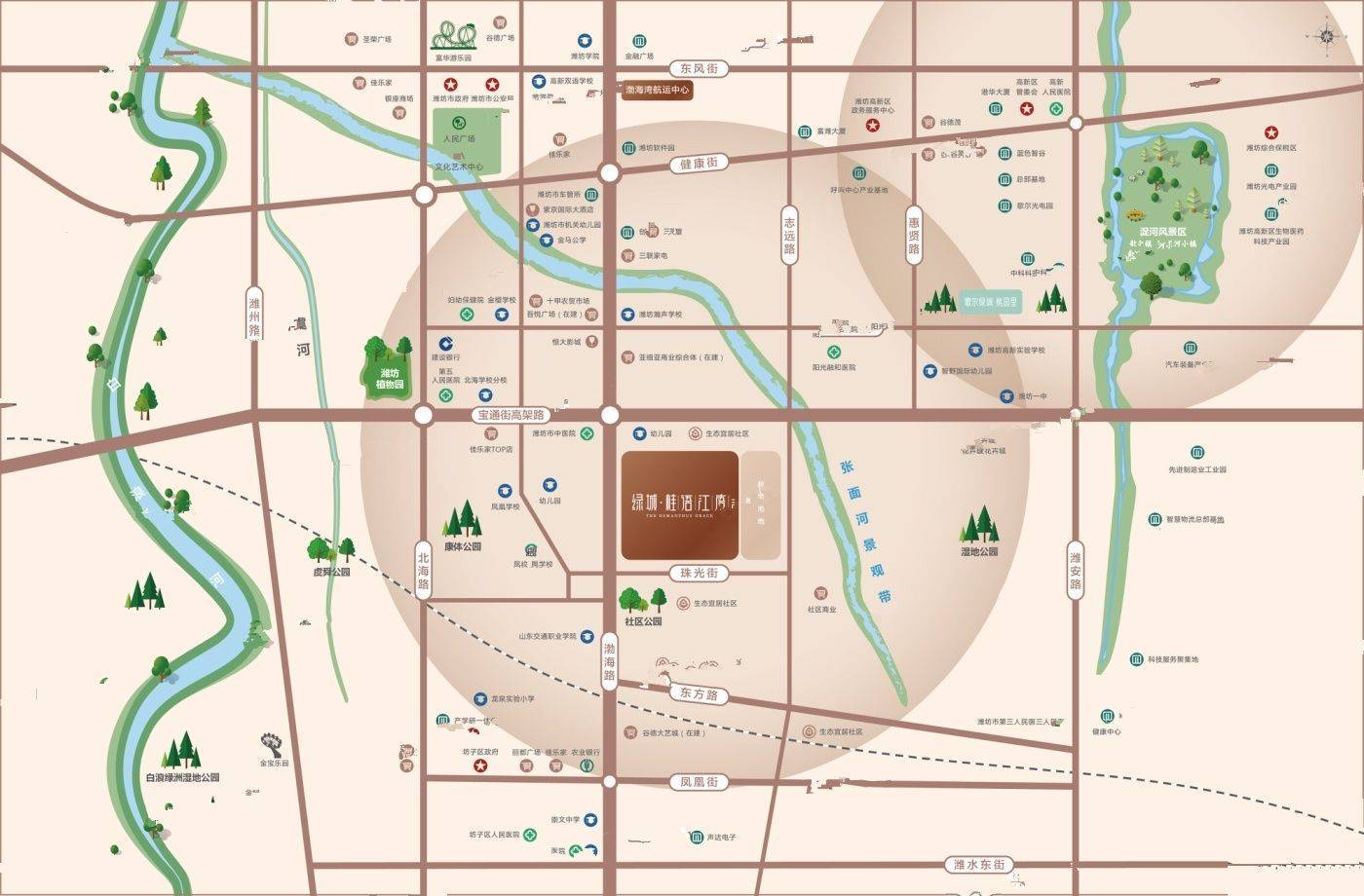 潍坊绿城桂语江南周边配套好不好_高新新盘_商业_片区_谷德茂