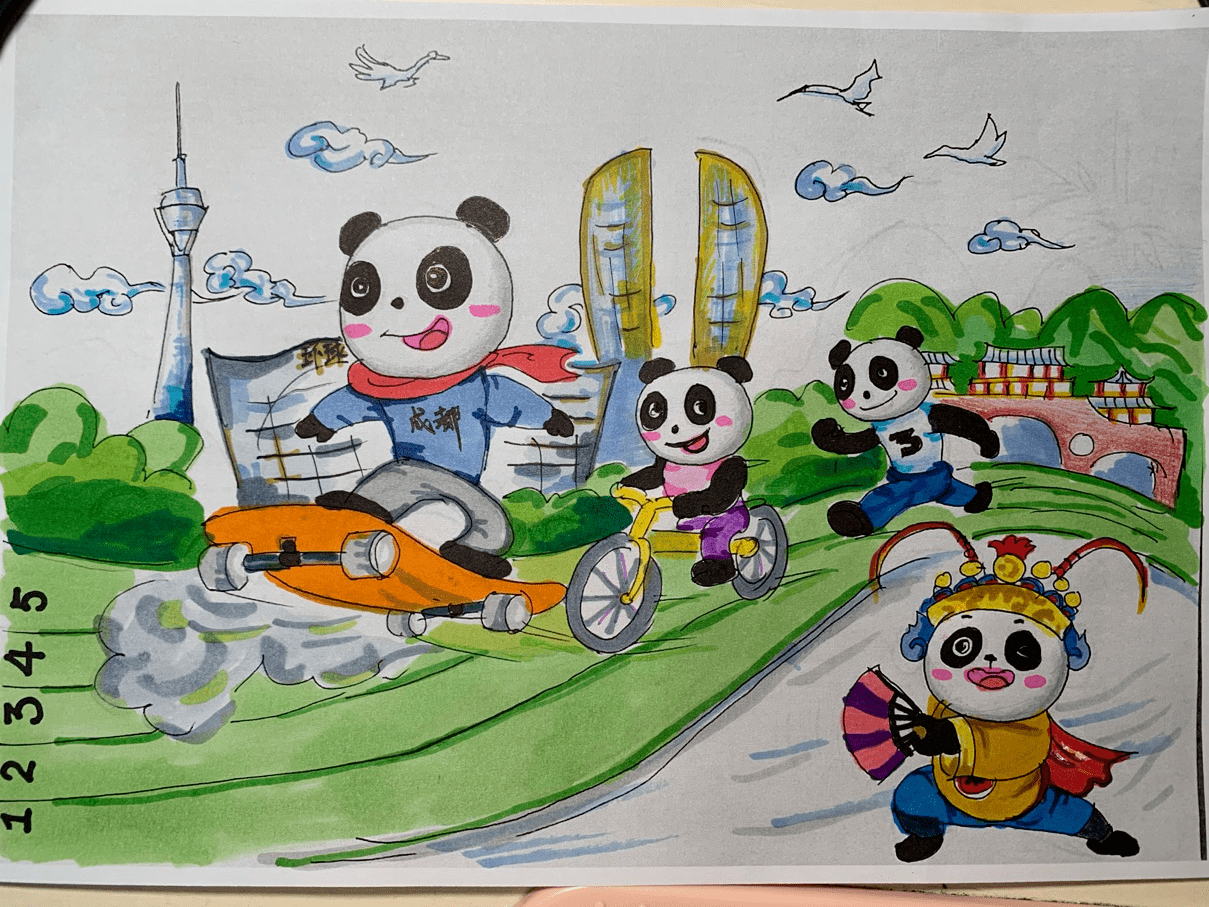 快来pick你喜欢的!天府绿道熊猫运动会上,30多幅画作亮相"8848熊猫街"