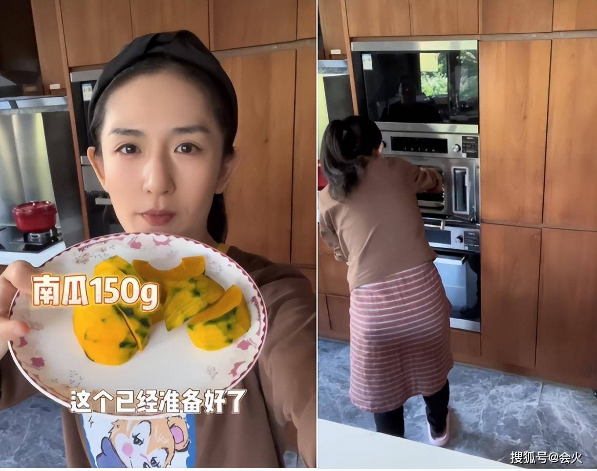 谢娜家中给女儿做辅食!