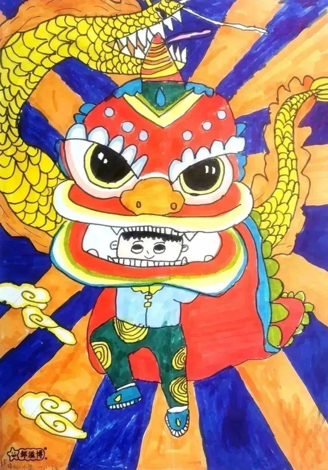 "狮道"育新人——长安镇中心小学开展龙狮绘画活动_文化_作品_传统