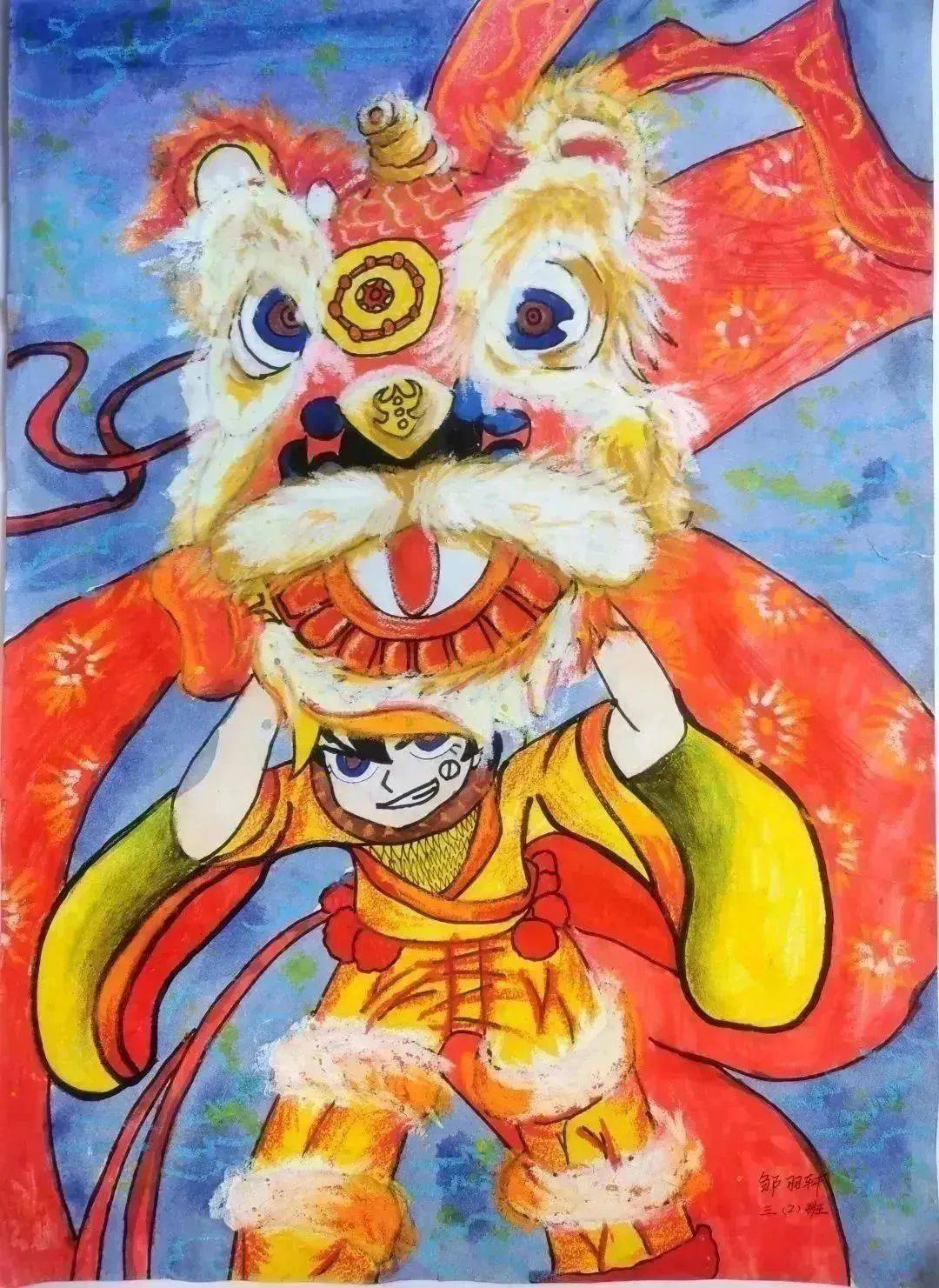"狮道"育新人——长安镇中心小学开展龙狮绘画活动_文化_作品_传统