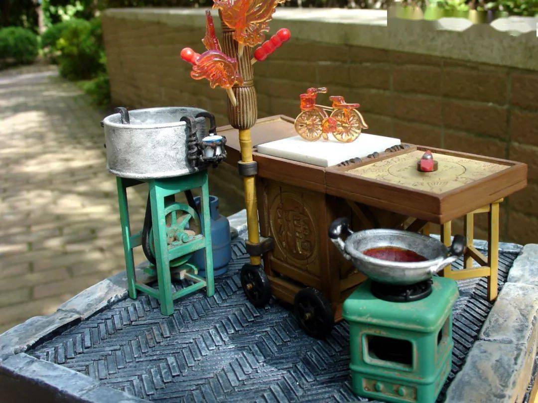 三脚猫工作室糖画摊场景配件,把人馋哭了~_糖锅_煤油炉_糖人