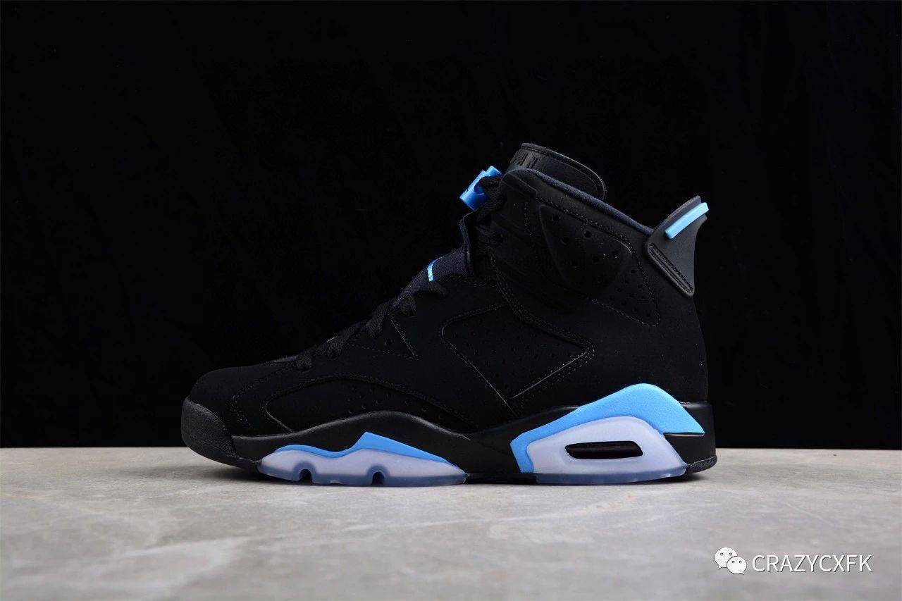 乔丹air jordan 6 university blue unc 北卡大学蓝黑蓝球鞋_黑色