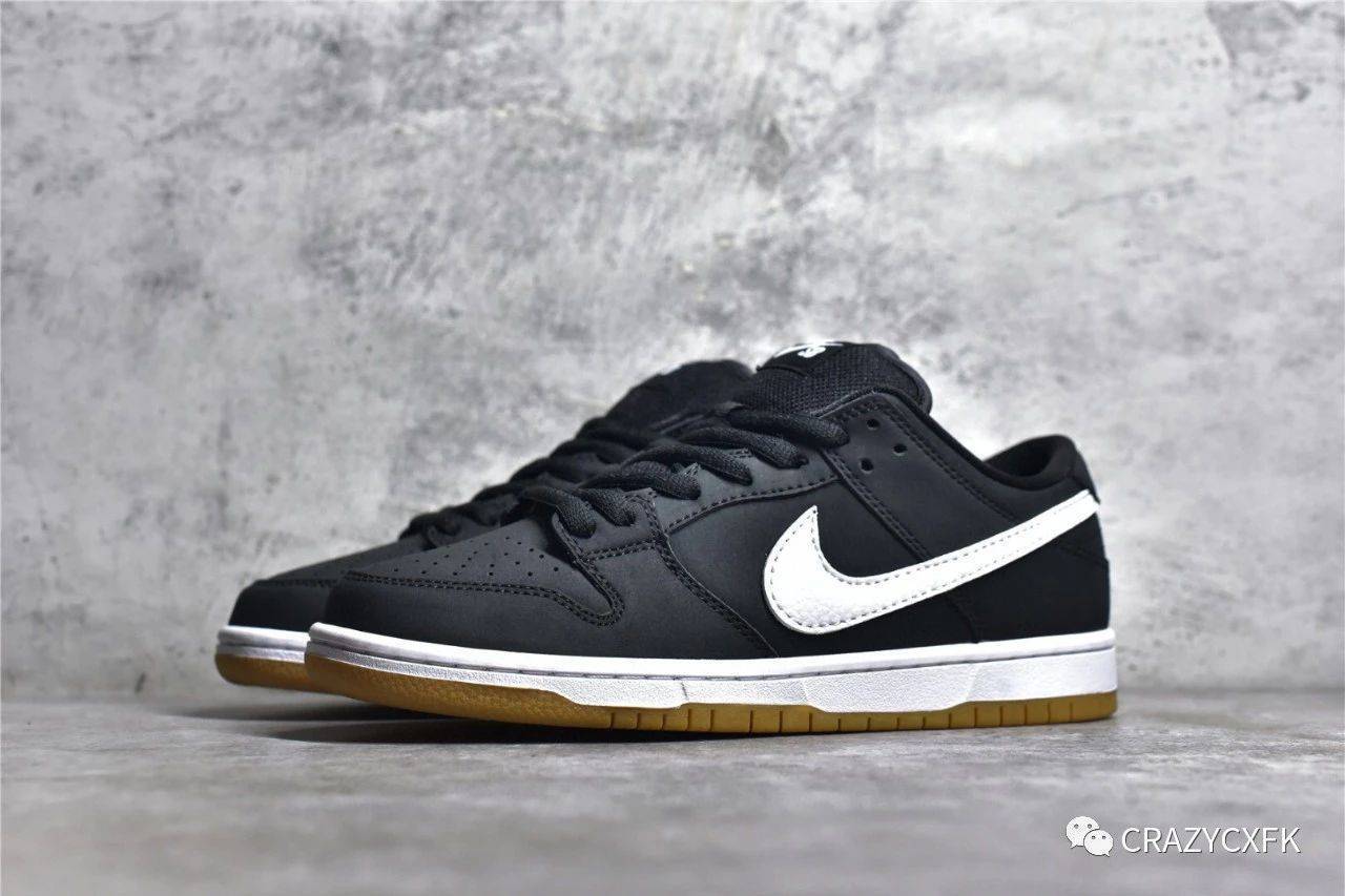 耐克nike sb dunk low black gum 新黑生胶磨砂滑板鞋_白色_swoosh