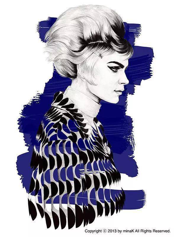 时装画创意探索 | 细腻纹理的极致渲染——韩国插画师mina kim_纺织品