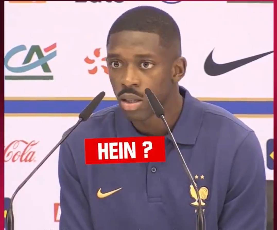 就在今日法国队进行了一次公开训练,训练结束之后,登贝莱出席了他们的