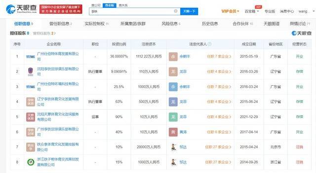 国足原主教练李铁被查，盘点其商业版图：共关联9家企业