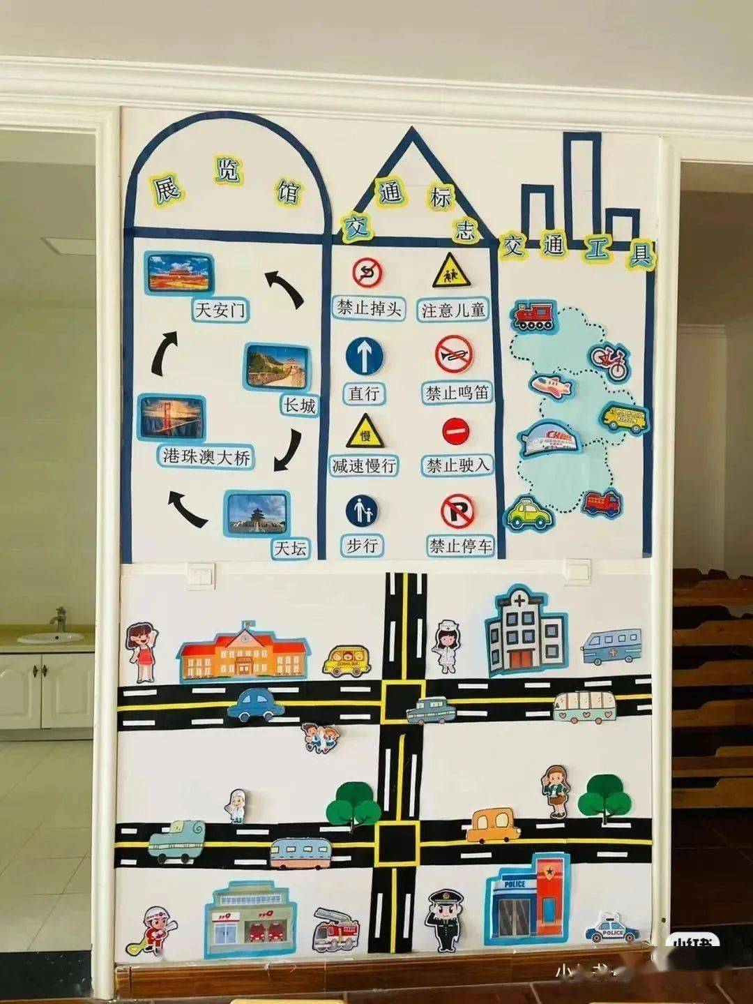 【主题环创】幼儿园交通安全日主题环创墙_孩子_侵权_环境