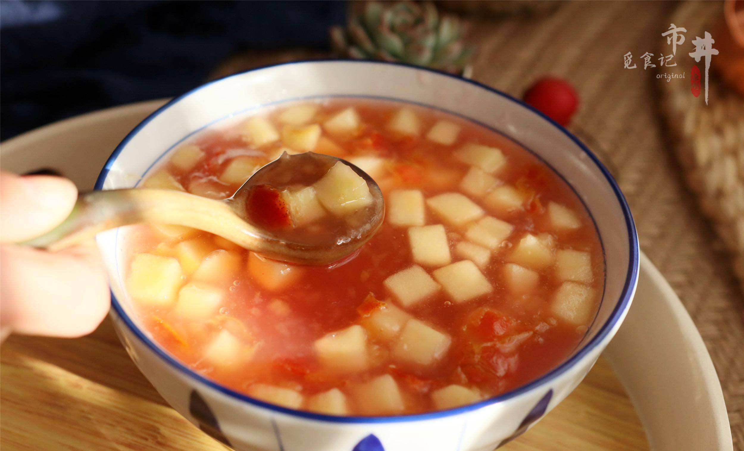 吃的油腻不消化,来一碗"山楂苹果汤",酸甜开胃,简单方便_白糖_食用