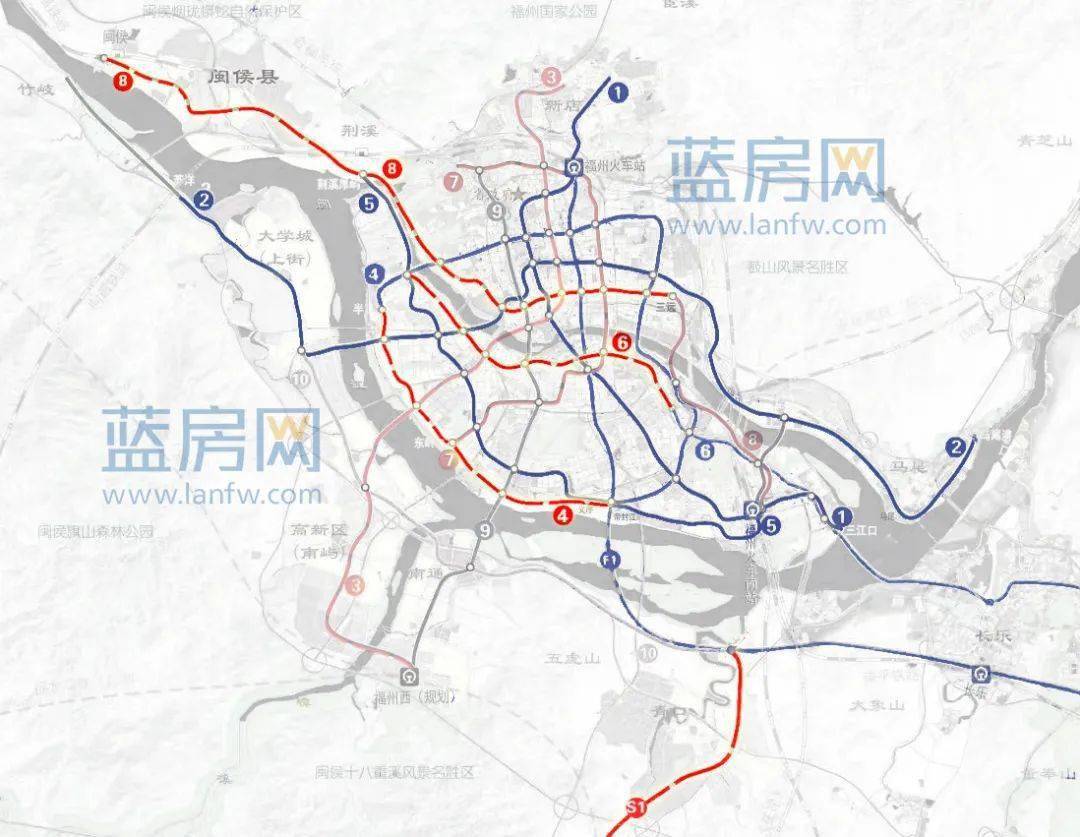 8號線一期,s1線一期的走向福州城市軌道交通線網規劃(2021年修編) 注