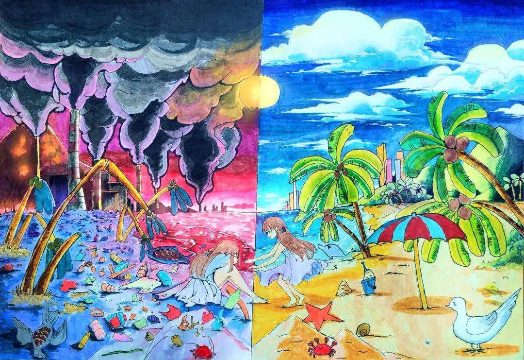 郑君泽 5岁各民族小朋友保护地球环境-李安晴 9岁爱护地球-王梦梵 9