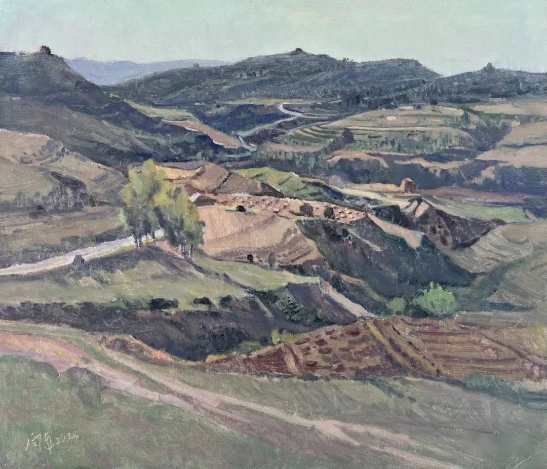 【写生啦】闫卓:偏关老牛湾秋季写生_cm_油画_疫情