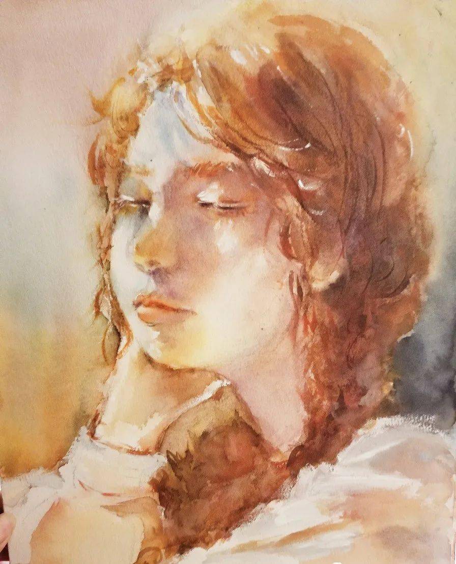 史倩雯《午后小憩》水彩30×40cm左建华《塔吉克老乡》水彩61x40cm