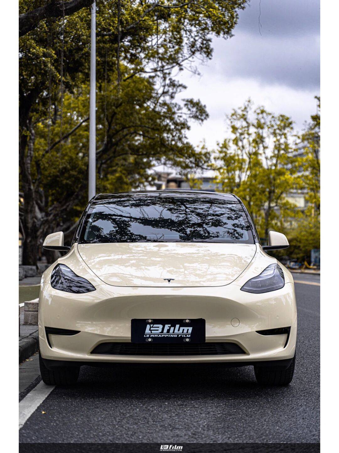 特斯拉lb改色膜高亮卡其米兰,真的是温柔又高级_搜狐汽车_搜狐网