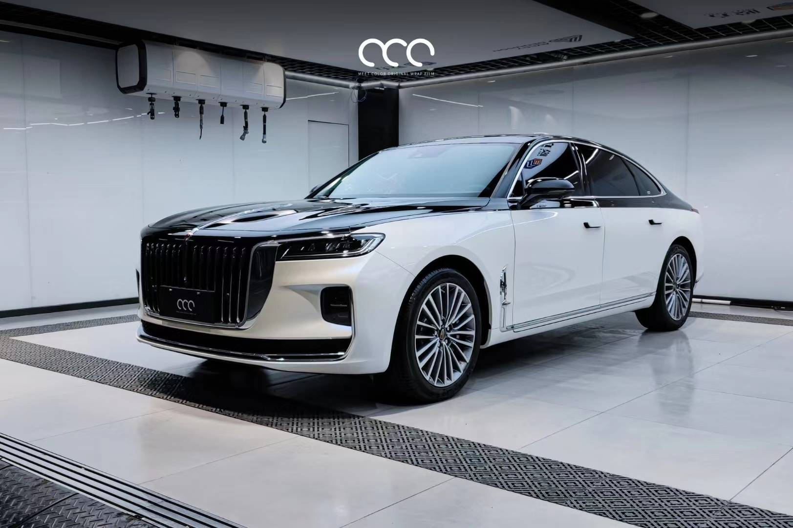 漫彩红旗h9 pet钢琴黑 pet亮面白变蓝_全国