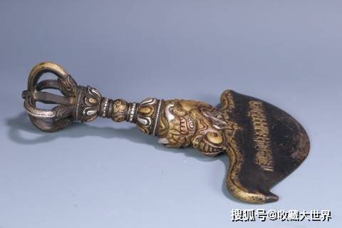 清 藏传法器龙纹金刚钺刀_工艺_全品_cm