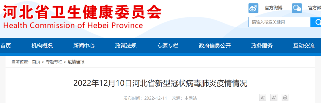 2022年12月10日河北省新型冠状病毒肺炎疫情情况感染者病例尚在 3551