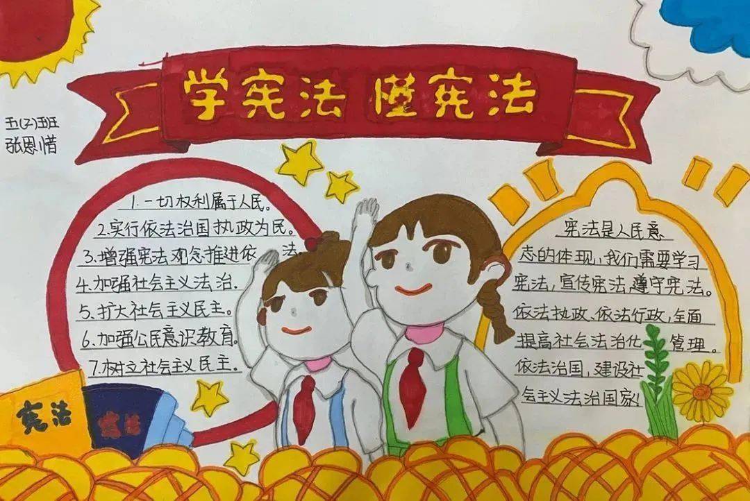 手抄報作品大興區民族幼兒園法制宣傳大興區濱河小學學習憲法講座大興