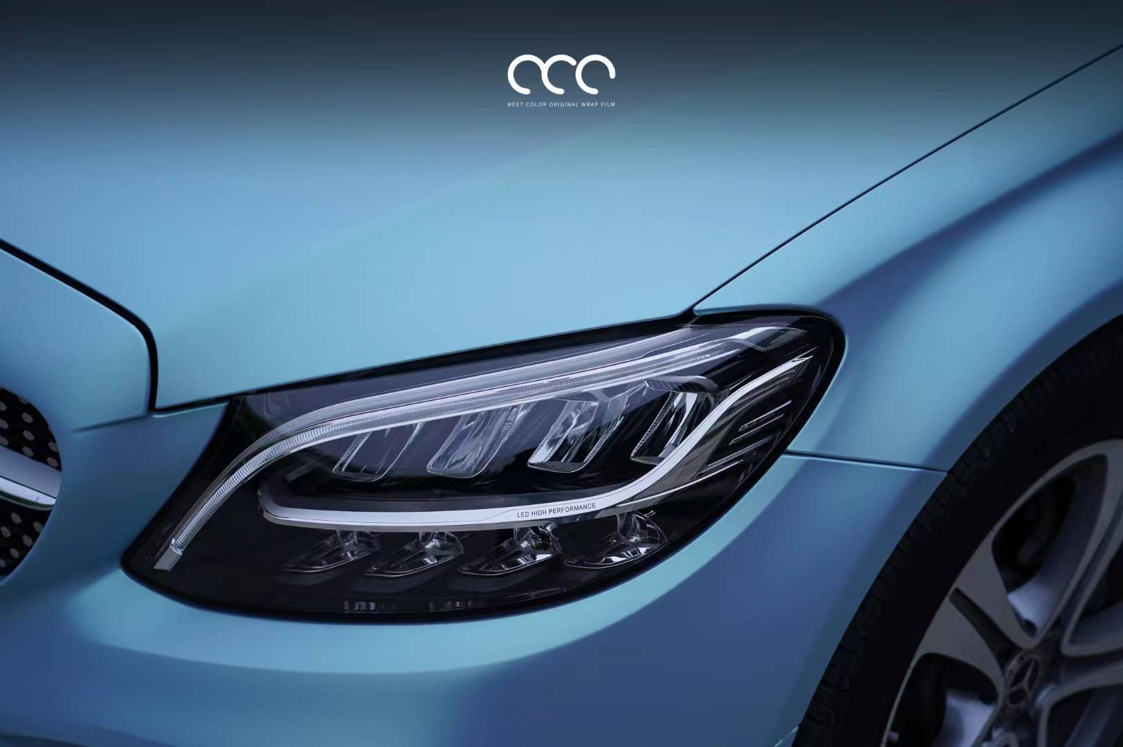 奔驰c级漫彩改色膜渐变亚面蓝幻绿,清新蓝绿_搜狐汽车_搜狐网