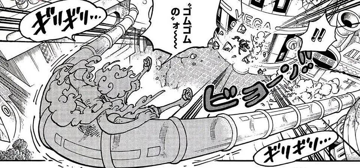 海贼王1070话漫画图：炸裂，尼卡路飞击穿路奇身体，致敬凯多