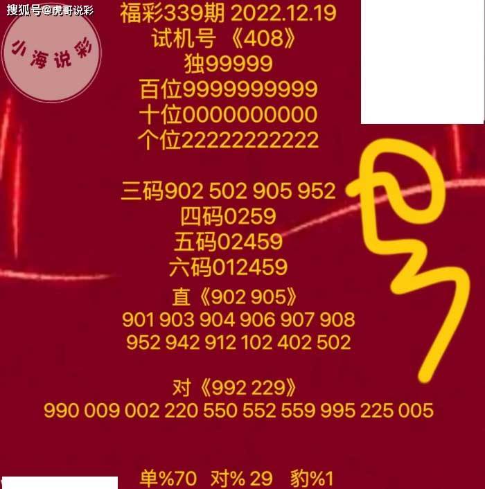 【小海说彩】339期图纸