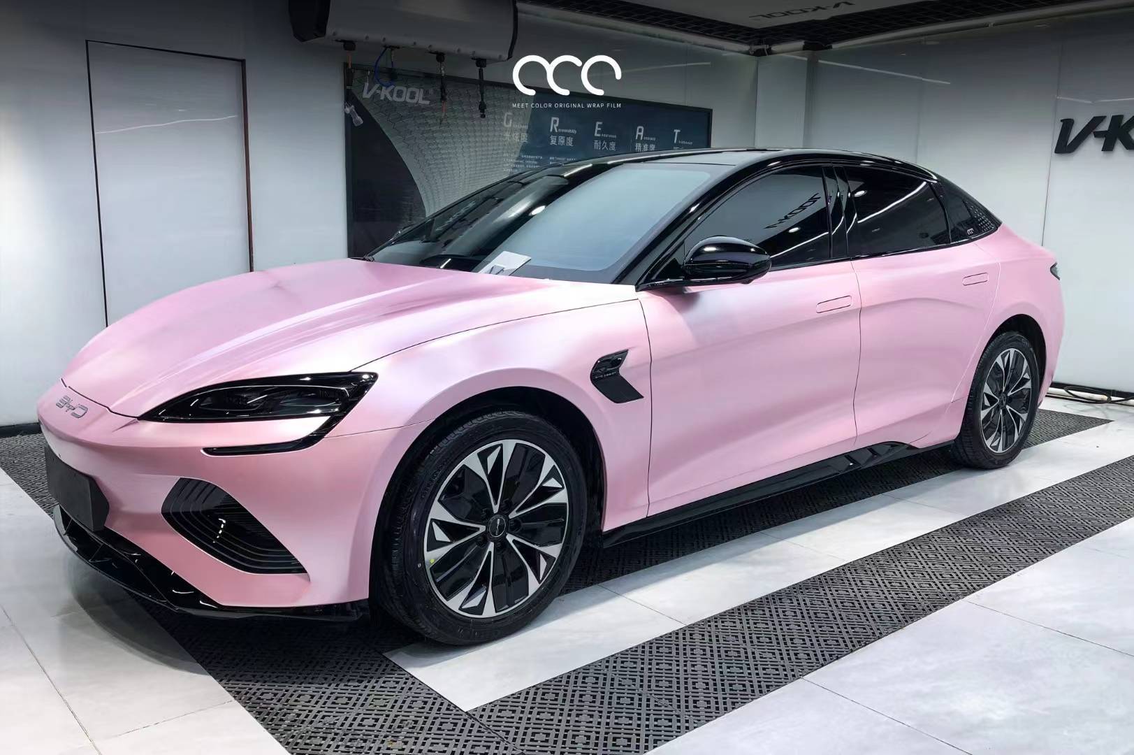 比亚迪海豹漫彩改色膜电光金属樱花粉,甜美少女_全国