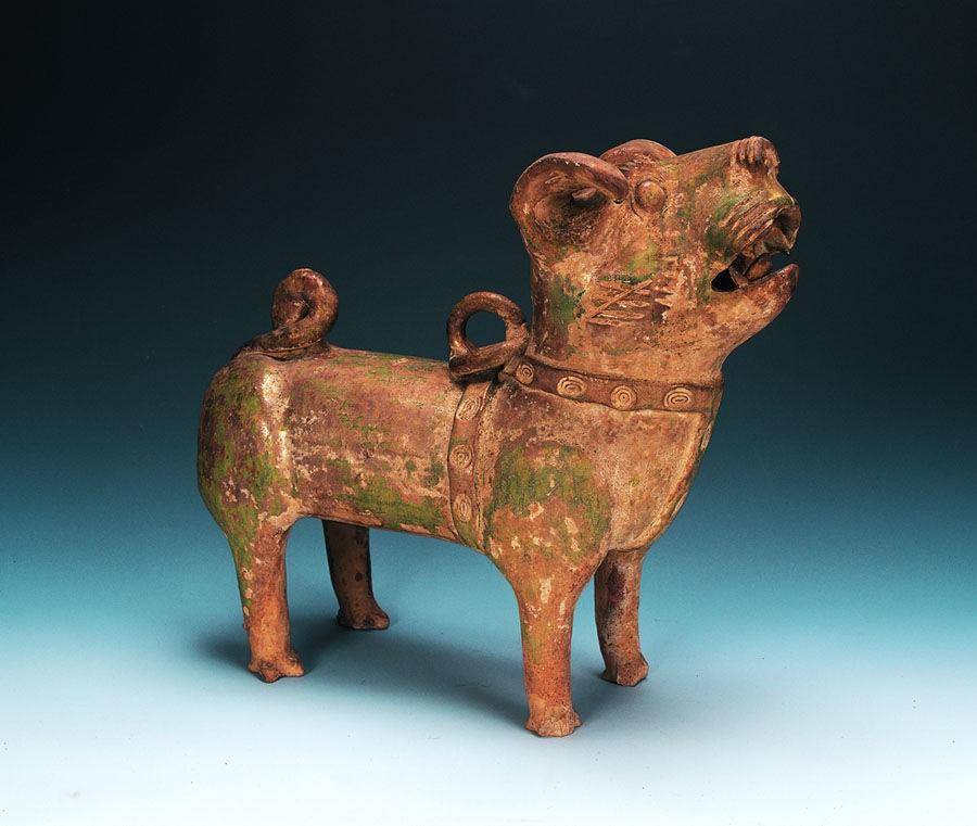 刘志钧说瓷|东汉·绿釉陶狗_辽宁省博物馆_脱彩_汉代