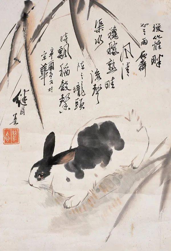 中国画家 中國古書画 劉奎齡(奎) 「兎図」 掛軸 肉筆保証 中国書画 斉白石 古書道 墨宝 館蔵国宝墨跡 肉筆保証 立軸 掛軸14