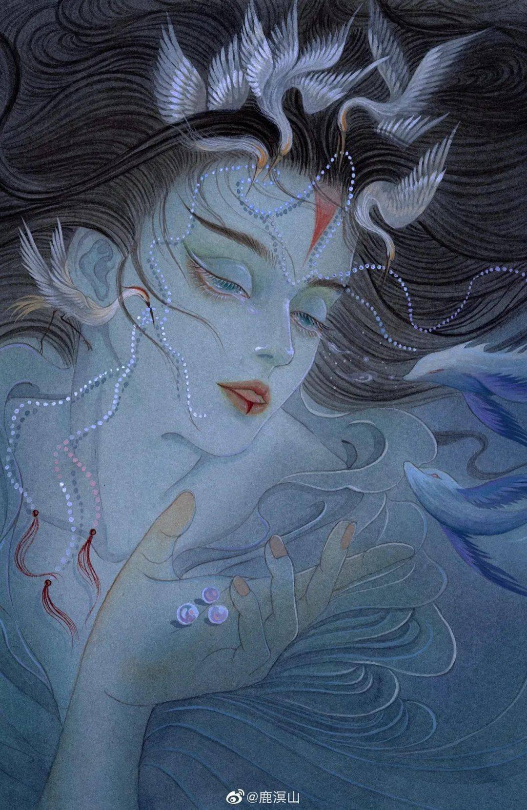 鱼妇虽爱好画画,但鹿溟山从未接收过正规的培训.