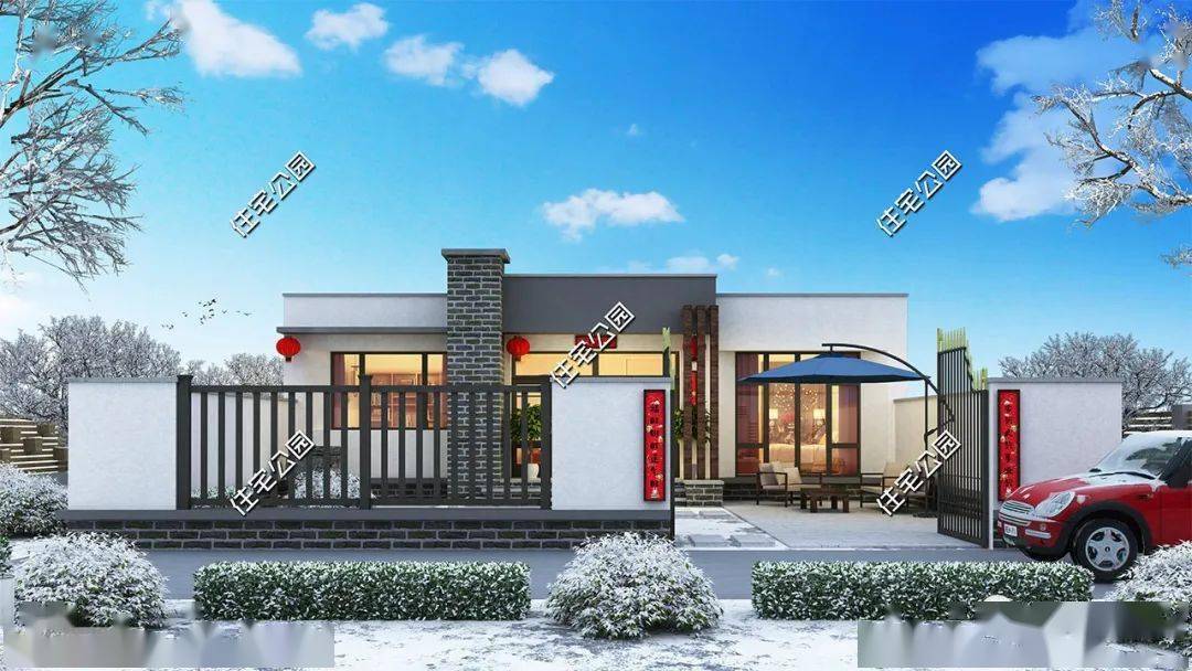 11×10米一层现代养老房,外观简洁内部舒适实用(2198)_户型_小宅_设计