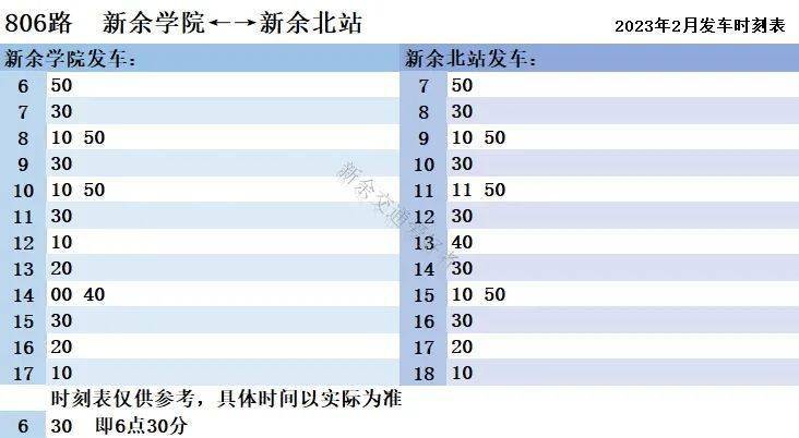 最新！新余公交2023年2月发车时刻表