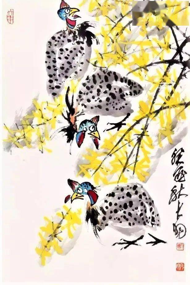 陈大羽笔下的迎春花,春意盎然_国画_合作_东风