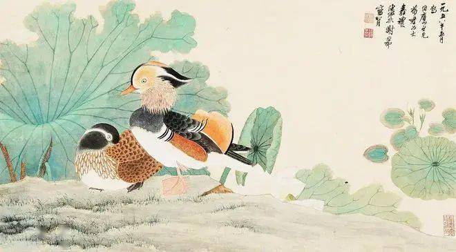 情人节丨赏国画里的鸳鸯_荷花_张中_王雪涛