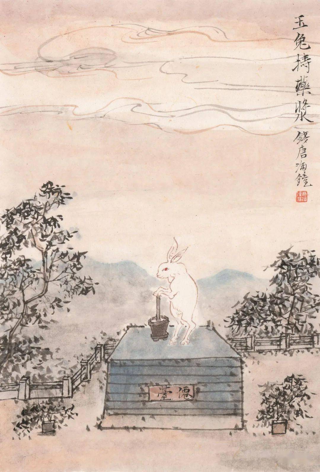 《玉兔捣药浆》 17×24cm 2022年"山水"系列《洞天福地》 49×77cm