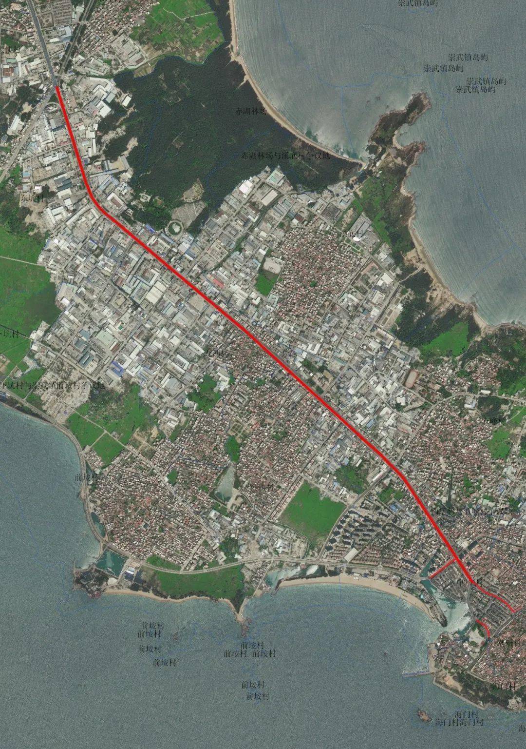 地图中标记红色路段)广大居民,商户朋友们,建设幸福美丽崇武是我们