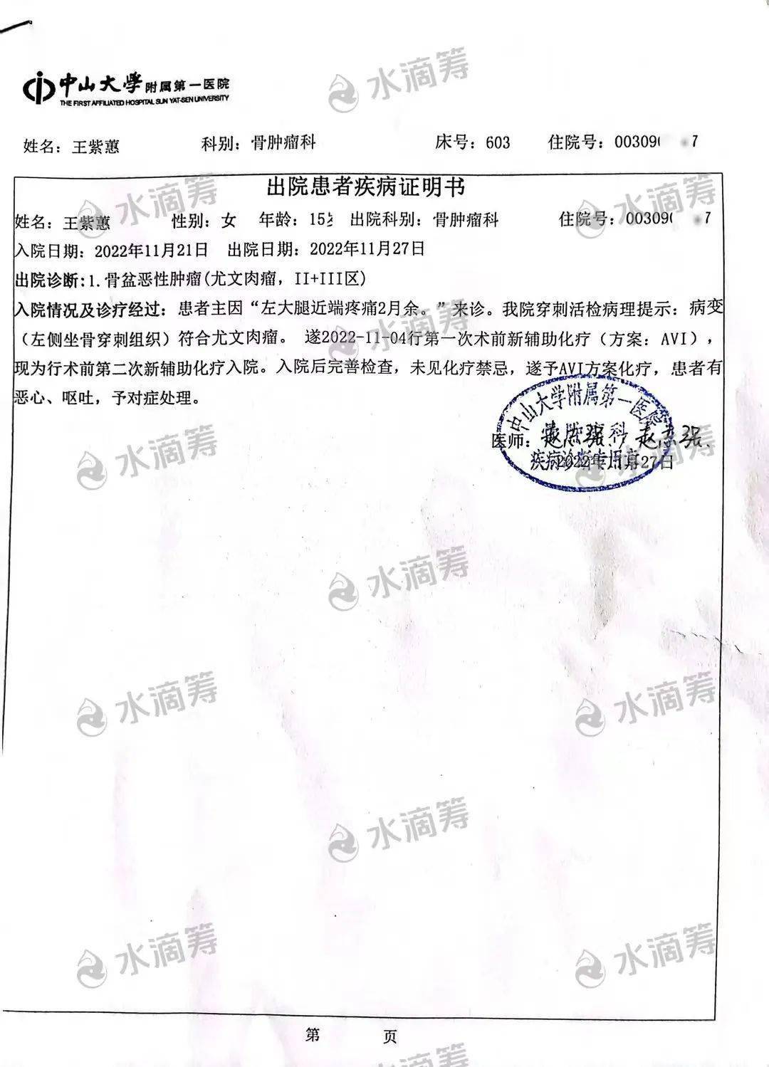 水口16岁女生患上骨肿瘤,爷爷又在重症室,一家两人治疗紧急求助