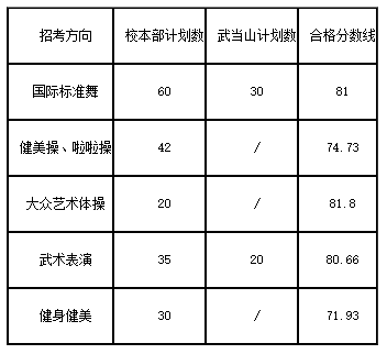 2023武汉体育学院艺术校考合格线 分数线是多少