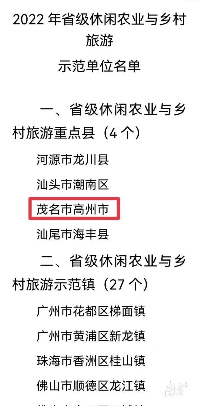 粤西唯一！高州入选2022年省级休闲农业与乡村旅游重点县中国示范广东省 2814