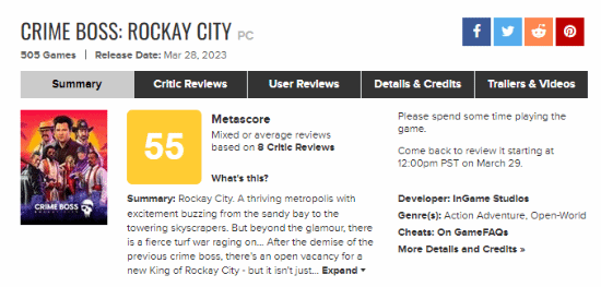 FPS抢劫游戏《法外枭雄：滚石城》已发售,M站评分仅55分