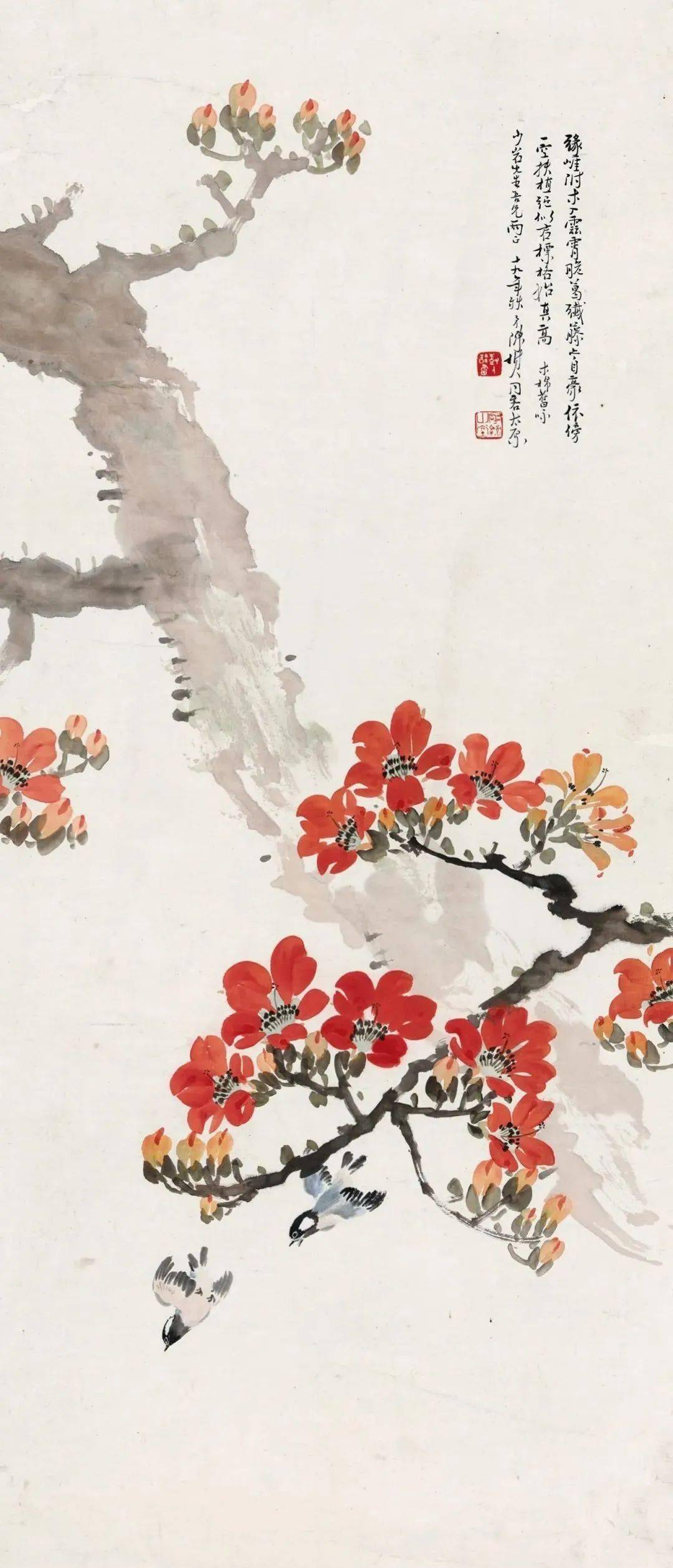 国画名家笔下的木棉花_陈树人_红棉_岭南