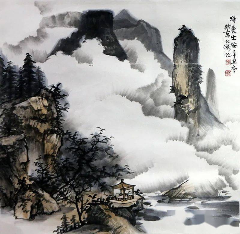 水墨氤氲祥云兴起——《西部成功书画家》刊载山水画家北海先生作品