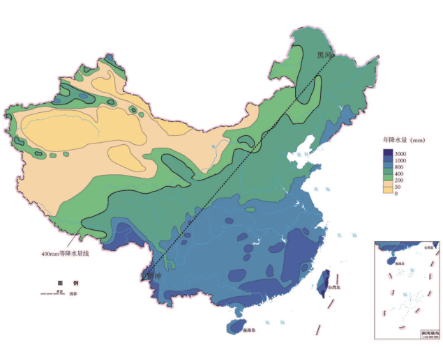 翻开当代地图,我们会看到,明长城几乎就落在年降雨量400 毫米等值线上