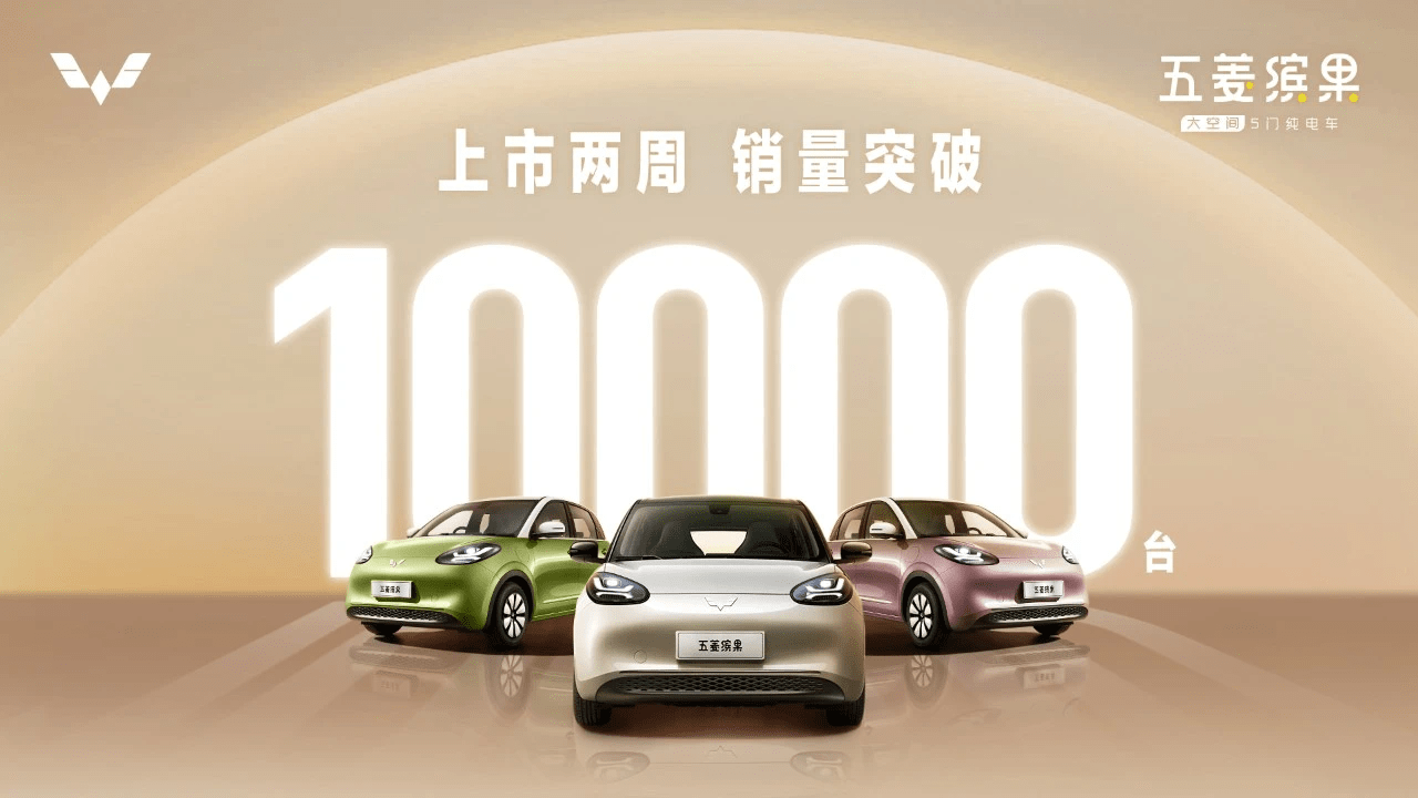 五菱缤果五门纯电汽车上市两周销量突破10000台：推出2个续航版本 共计5款配置