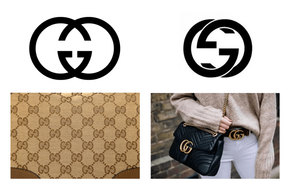 除了品牌名称有暗指gucci以外,从门面设计可以看到,还出现双g标志