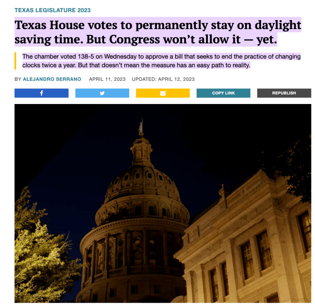 再也不用“倒时差”？！德州或永久实施夏令时了！_搜狐网
